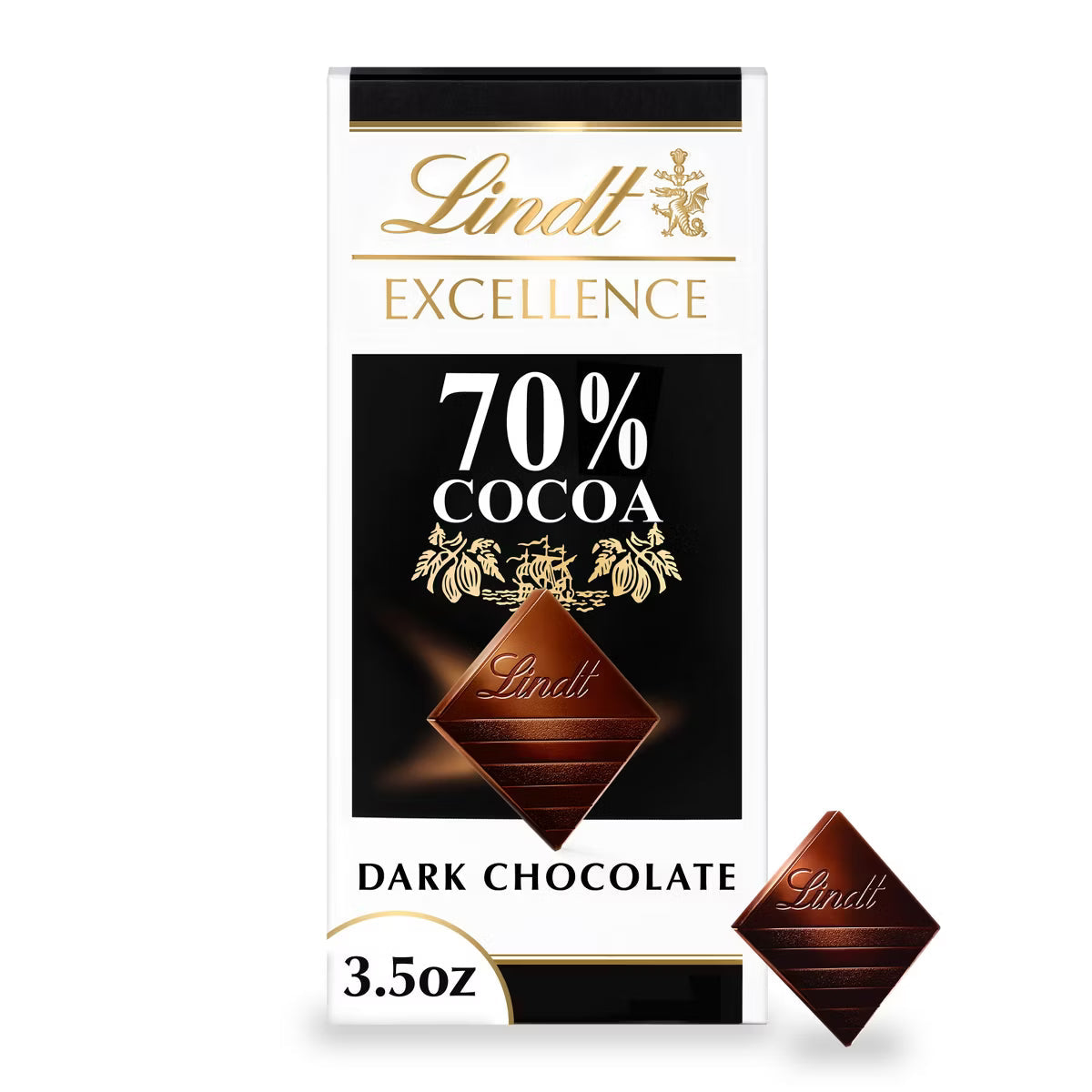 Lindt Excellence 70% Cocoa dark chocolate bar packaging
