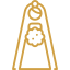 Gold icon resembling a stylized letter 'A' on a white background