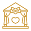 Decorative icon of a building with a heart symbol inside, resembling a logo or emblem.