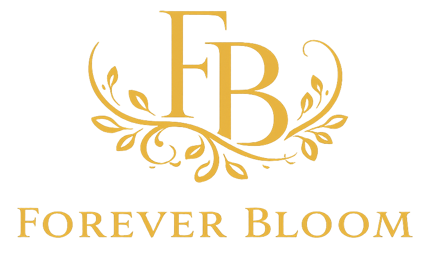 Gold 'FB' logo with decorative elements and 'Forever Bloom' text on a white background